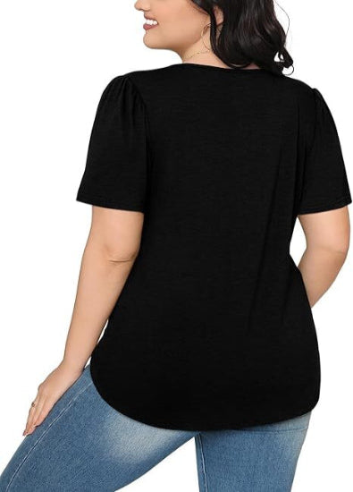 🔥2026 Clearance Item🔥Womens T Shirts Short Sleeve Pleated Dressy Casual Scooped Neck Summer Tops Blouses