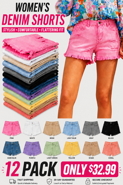 Women's Casual Mid Rise Denim Shorts