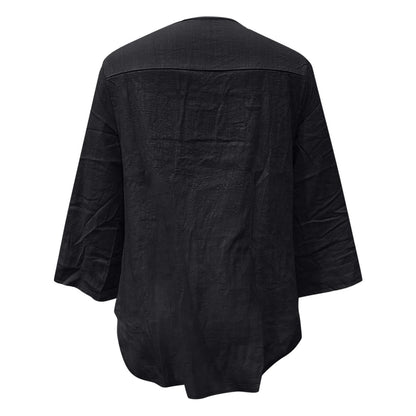 Solid Print Button Decor Long Sleeve Stylish Women Shirt