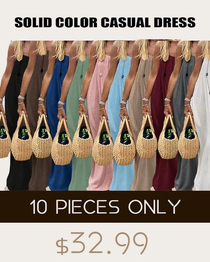 💃LAST DAY SAEL 50% OFF!!✨Women's Solid Color Cami Lounge Dress💕