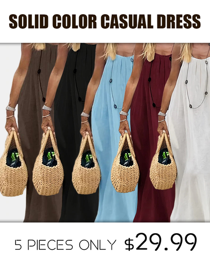 💃LAST DAY SAEL 50% OFF!!✨Women's Solid Color Cami Lounge Dress💕