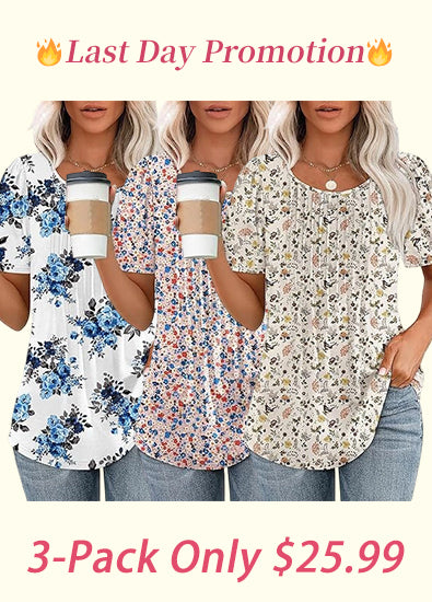 🔥2026 Clearance Item🔥Womens T Shirts Short Sleeve Pleated Dressy Casual Scooped Neck Summer Tops Blouses
