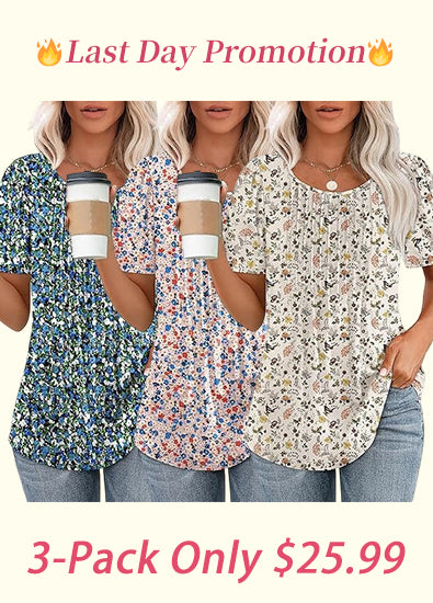 🔥2026 Clearance Item🔥Womens T Shirts Short Sleeve Pleated Dressy Casual Scooped Neck Summer Tops Blouses