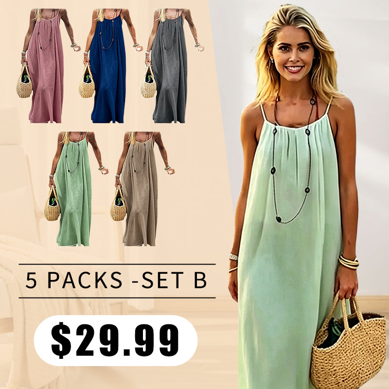 🔥2026 Clearance Item🔥Women's Solid Color Cami Lounge Dress💕