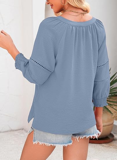 Womens Casual 3/4 Sleeve Tops