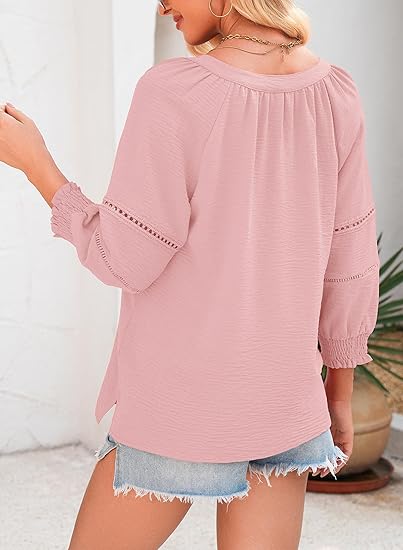 Womens Casual 3/4 Sleeve Tops