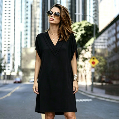 Women's V-Neck Short Sleeve Tummy-Hiding Dress