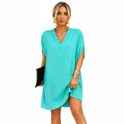 SUMMER DEAL🔥Women's V-Neck Short Sleeve Tummy-Hiding Dress