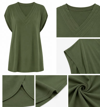 SUMMER DEAL🔥Women's V-Neck Short Sleeve Tummy-Hiding Dress