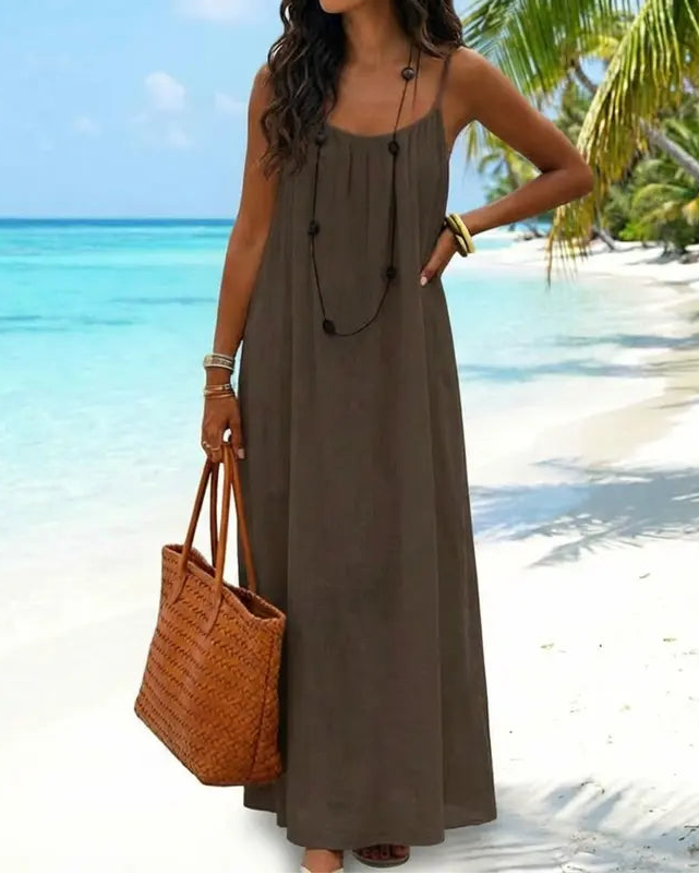 💃LAST DAY SAEL 50% OFF!!✨Women's Solid Color Cami Lounge Dress💕