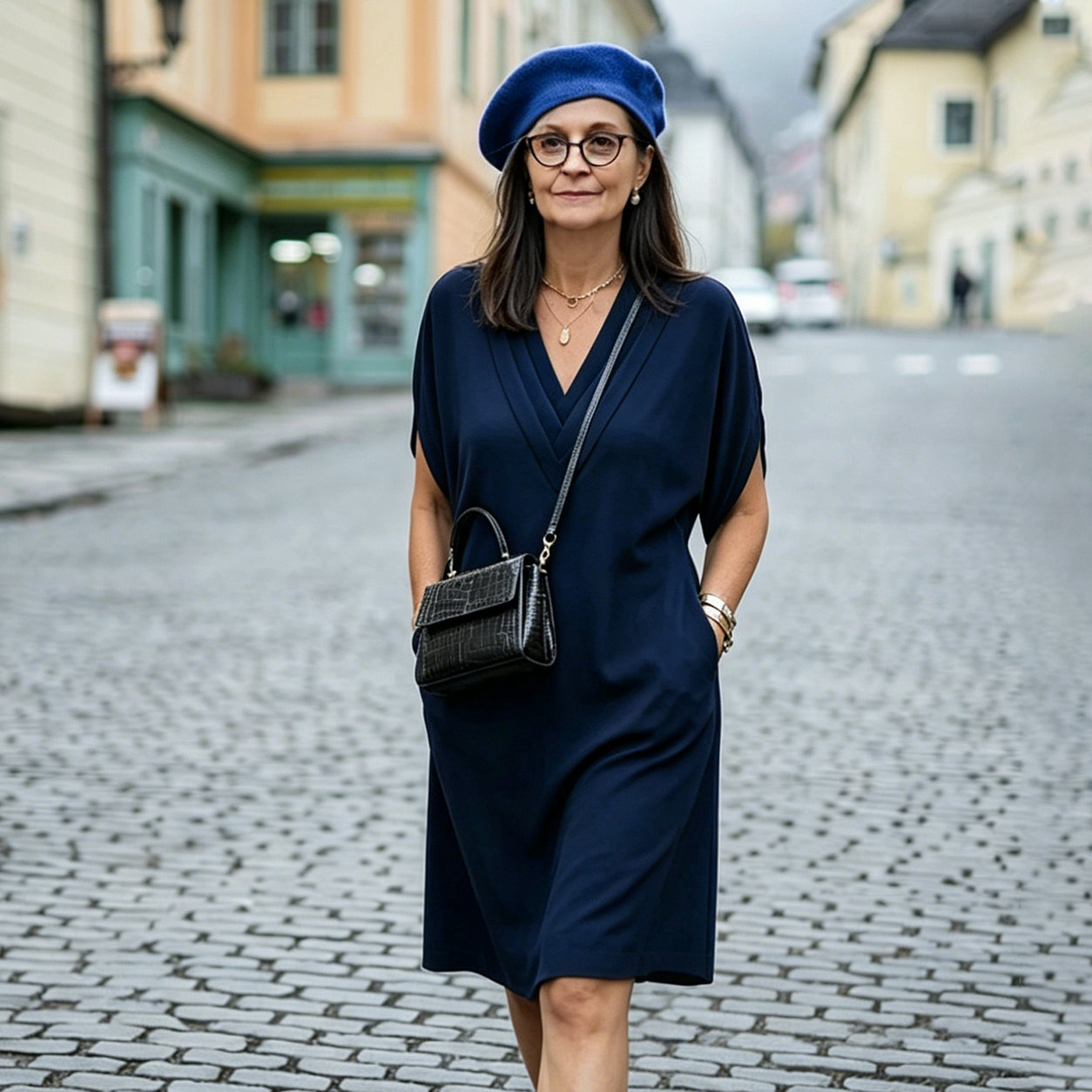 Women's V-Neck Short Sleeve Tummy-Hiding Dress