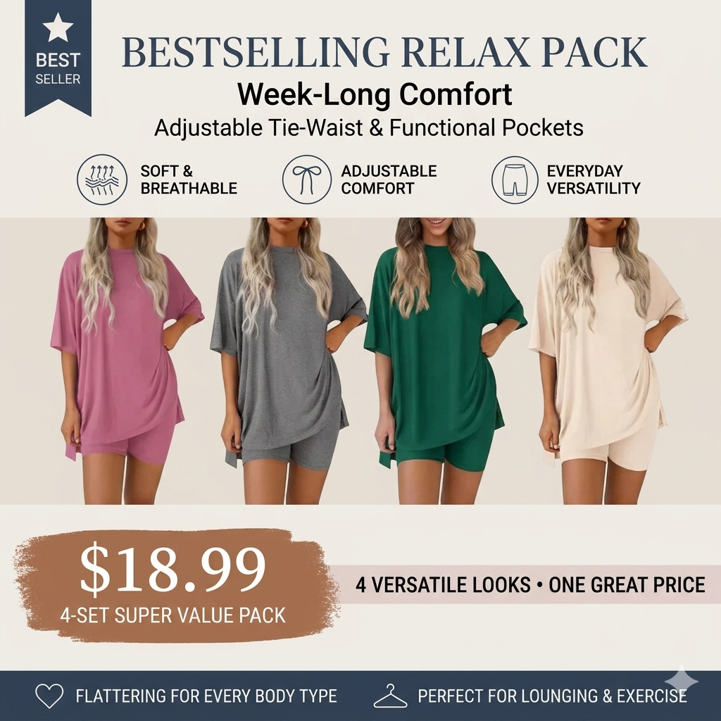 Women's Oversized Tee & Shorts Loungewear Sets