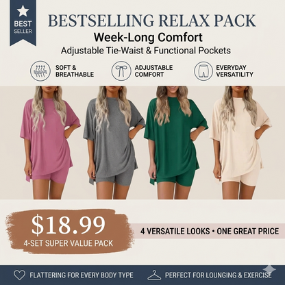 Women's Oversized Tee & Shorts Loungewear Sets