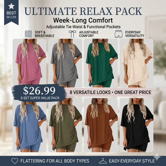 Women's Oversized Tee & Shorts Loungewear Sets