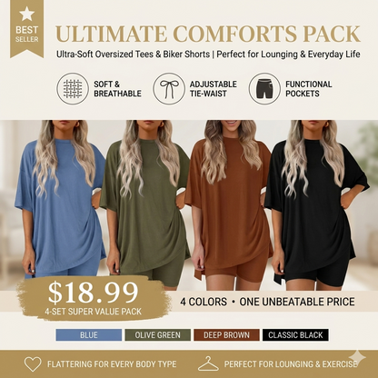 Women's Oversized Tee & Shorts Loungewear Sets