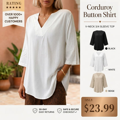Solid Print Button Decor Long Sleeve Stylish Women Shirt
