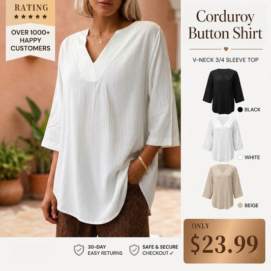 Solid Print Button Decor Long Sleeve Stylish Women Shirt