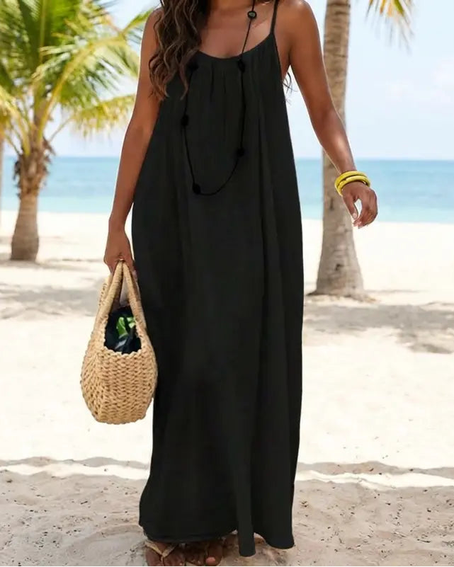 💃LAST DAY SAEL 50% OFF!!✨Women's Solid Color Cami Lounge Dress💕