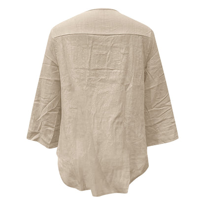 Solid Print Button Decor Long Sleeve Stylish Women Shirt